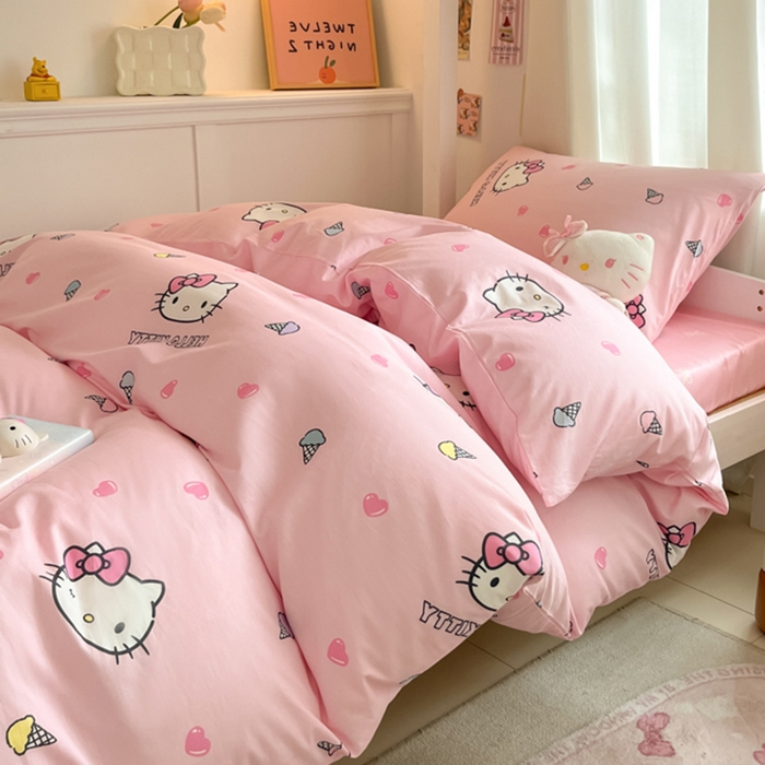 91家纺网 家纺一手货源 找家纺 （总）2024新款三丽鸥授权全棉少女印花系列学生三件套四件套