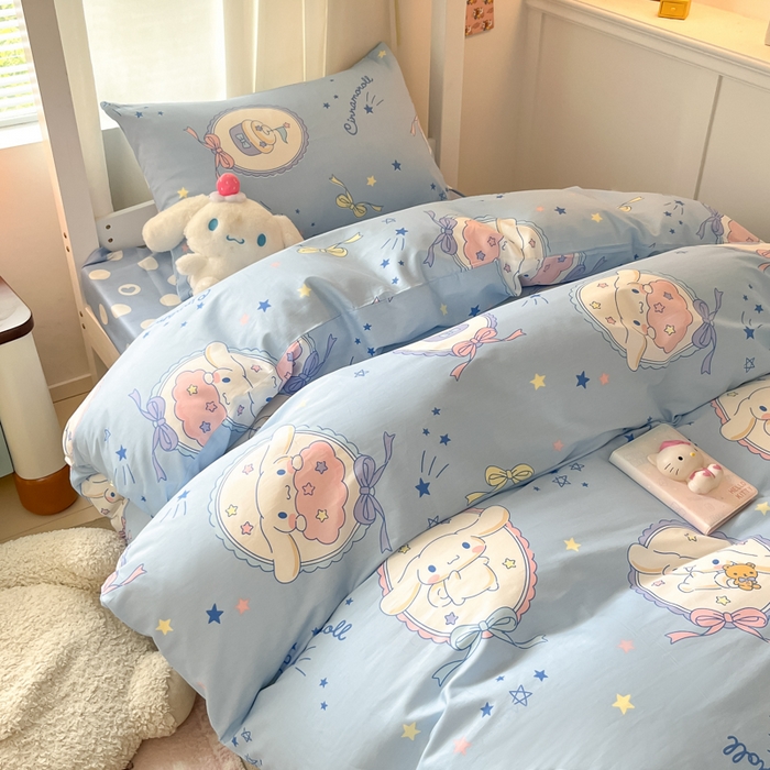 91家纺网 家纺一手货源 找家纺 2024新款三丽鸥授权全棉少女印花系列学生三件套四件套 棉三丽鸥-玉桂狗