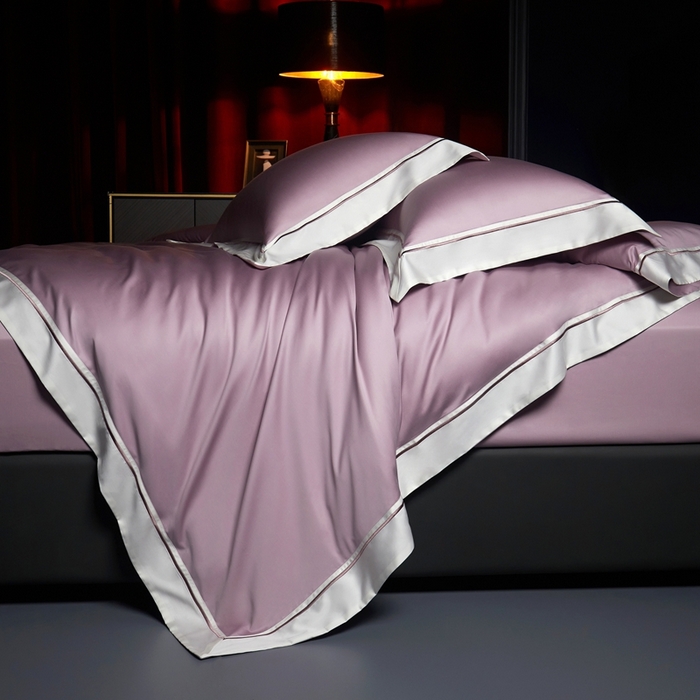 91家纺网 家纺一手货源 找家纺 缔缦 2024新款定织新布种S120高支高密长绒棉四件套全棉四件套黛安娜 熏衣紫