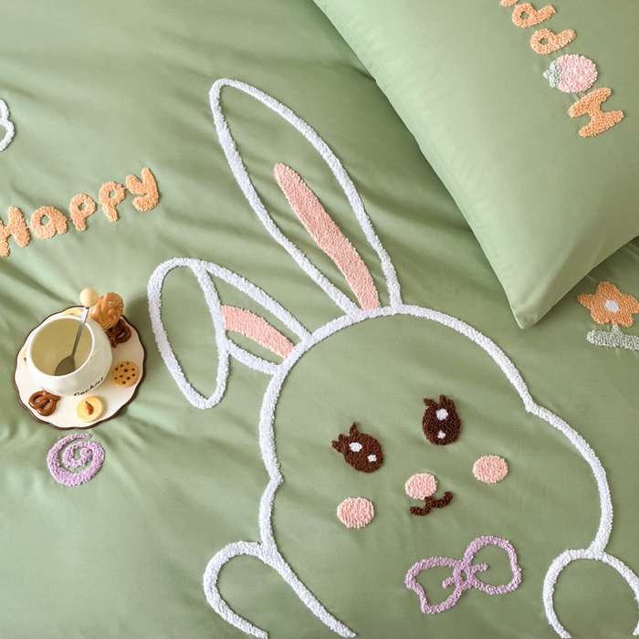 91家纺网 家纺一手货源 找家纺 言熙居家纺 2024新款加厚磨毛110克亲肤棉四件套 香草绿