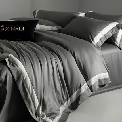 馨蕊 2024新款100S高奢简约长绒棉四件套-嘉柏丽尔 嘉柏丽尔-高级灰