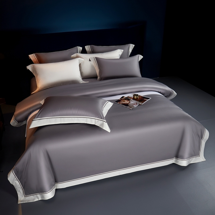 91家纺网 家纺一手货源 找家纺 缔缦 2024新款定织新布种S120高支高密长绒棉四件套全棉四件套黛安娜 时尚灰