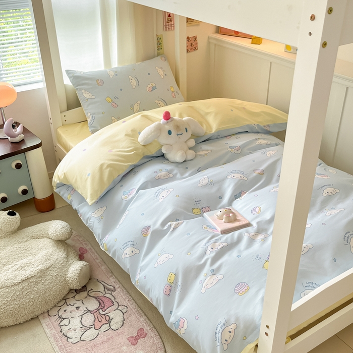 91家纺网 家纺一手货源 找家纺 2024新款三丽鸥授权全棉少女印花系列学生三件套四件套 棉三丽鸥-云朵大耳狗