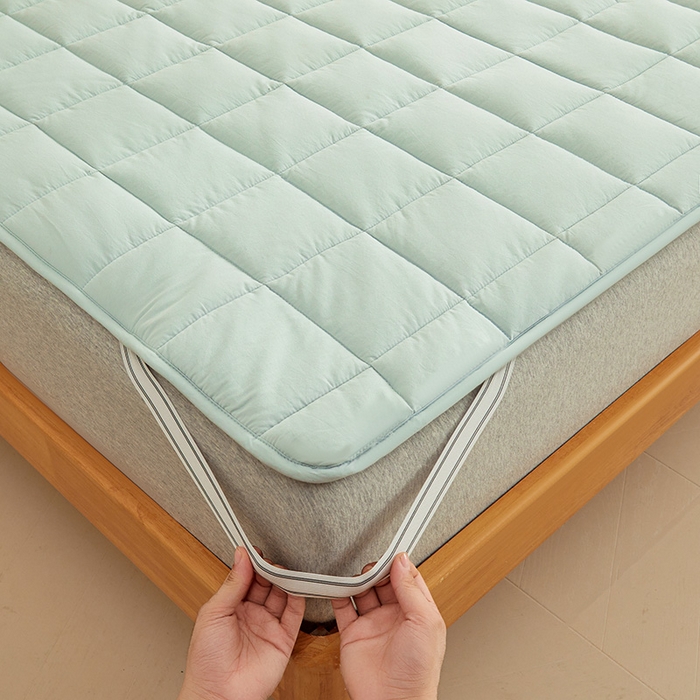 91家纺网 家纺一手货源 找家纺 3C 2024新款亲肤全棉加厚双面床护垫 梦蓝