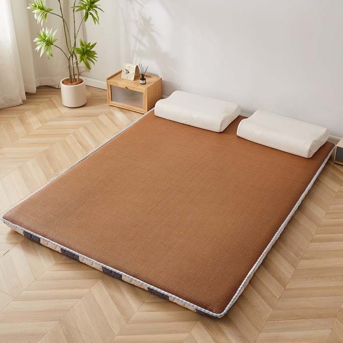 91家纺网 家纺一手货源 找家纺 卡派 2024新款大床乳胶椰棕床垫（无印家居风） 蓝大格