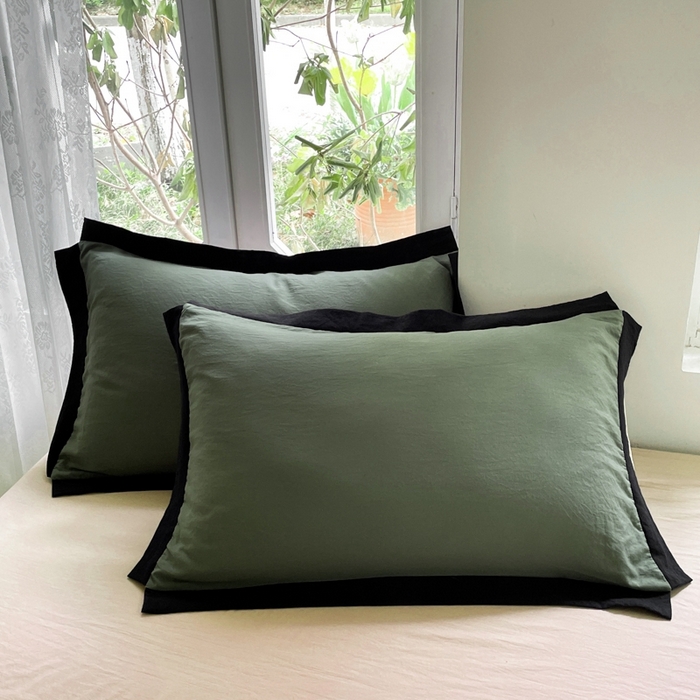 91家纺网 家纺一手货源 找家纺 慕澄家纺 2024新款美拉德风双拼四件套 美拉德-绿+浅米