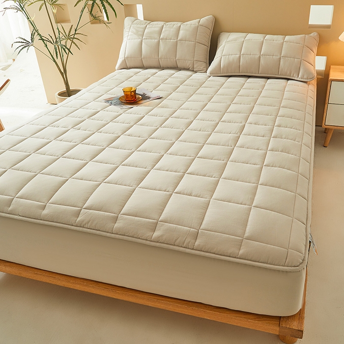 91家纺网 家纺一手货源 找家纺 3C 2024新款柔软亲肤全棉双面床笠 卡其