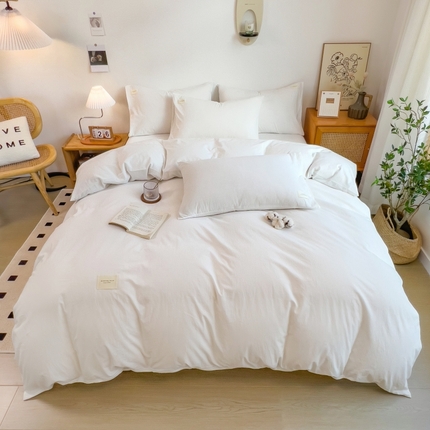 2024新款无印风水洗棉亲肤简约学生三件套 白色