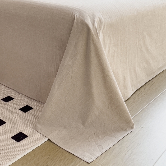 91家纺网 家纺一手货源 找家纺 2024新款无印风水洗棉亲肤简约学生三件套 咖小格