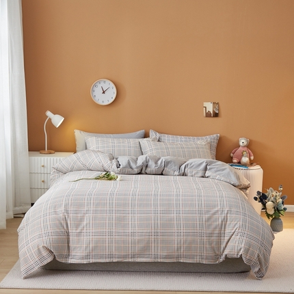 91家纺网 家纺一手货源 找家纺 （总）2024新款无印风水洗棉亲肤简约学生三件套