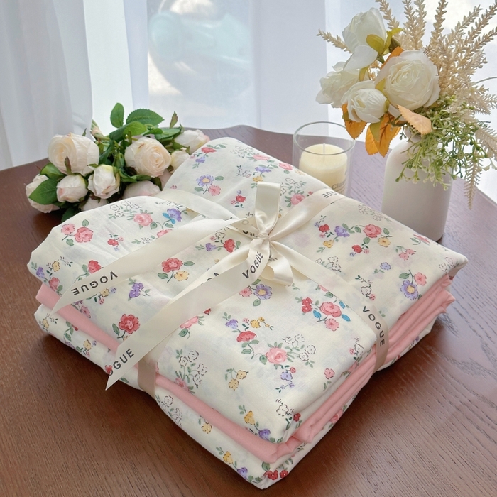 91家纺网 家纺一手货源 找家纺 （总）2025新款全棉A类小清新双层纱套件---系列三