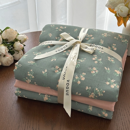 91家纺网 家纺一手货源 找家纺 （总）黛馨 2025新款全棉A类小清新双层纱四件套--系列六