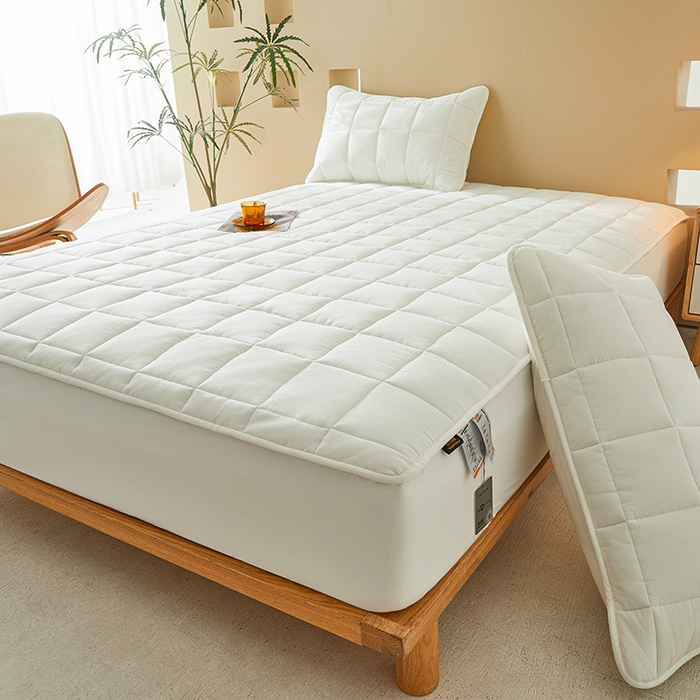 91家纺网 家纺一手货源 找家纺 3C 2024新款柔软亲肤全棉双面床笠 雅白