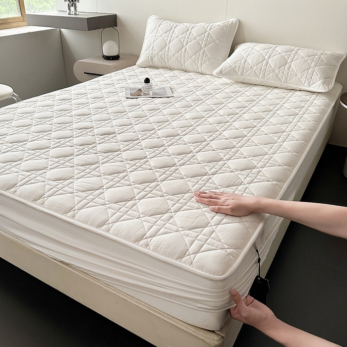 91家纺网 家纺一手货源 找家纺 3C 2024新款A类全棉水洗棉棉花床笠 素雅白-