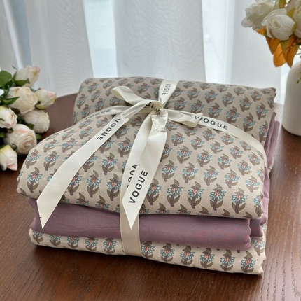 91家纺网 家纺一手货源 找家纺 （总）黛馨 2025新款全棉A类小清新双层纱四件套--系列七