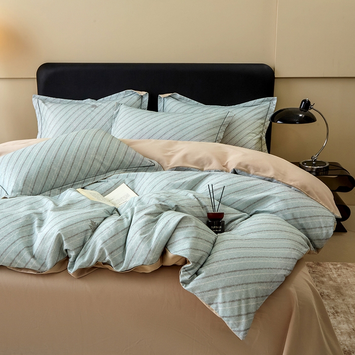 91家纺网 家纺一手货源 找家纺 橙艺家居 2024新款全棉超柔生态磨毛四件套全棉四件套纯棉四件套 慢时光-绿