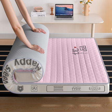 91家纺网 家纺一手货源 找家纺 顺发床垫 2025新款A类华夫格天然乳胶记忆海绵床垫学生款图 华夫格-粉色