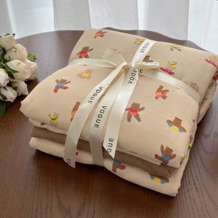 91家纺网 家纺一手货源 找家纺 （总）黛馨 2025新款A类小清新双层纱四件套（实拍）