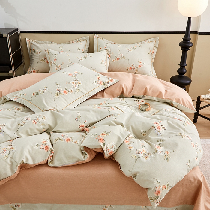 91家纺网 家纺一手货源 找家纺 橙艺家居 2024新款全棉超柔生态磨毛四件套全棉四件套纯棉四件套 朵媞-绿