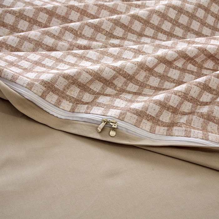 91家纺网 家纺一手货源 找家纺 橙艺家居 2024新款全棉超柔生态磨毛四件套全棉四件套纯棉四件套 华夫-咖