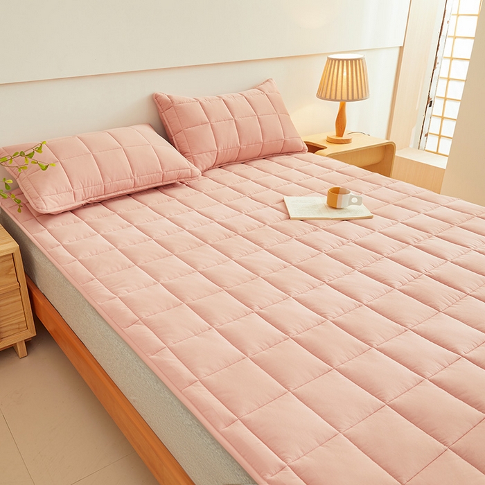 91家纺网 家纺一手货源 找家纺 3C 2024新款亲肤全棉加厚双面床护垫 仙粉