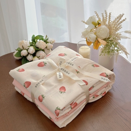 91家纺网 家纺一手货源 找家纺 （总）2025新款全棉A类小清新双层纱套件---系列三