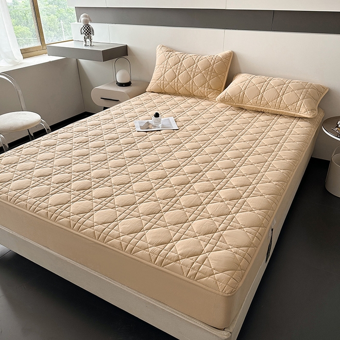 91家纺网 家纺一手货源 找家纺 3C 2024新款A类全棉水洗棉棉花床笠 米驼色-