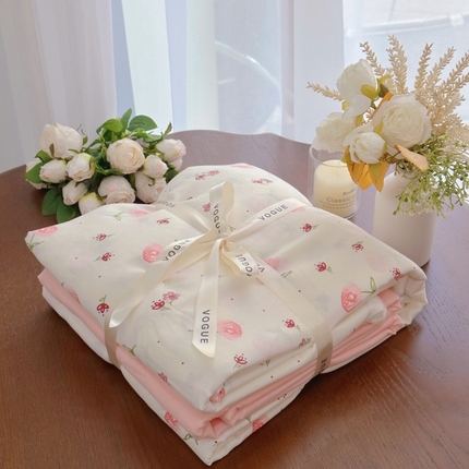 91家纺网 家纺一手货源 找家纺 （总）2025新款全棉A类小清新双层纱套件---系列三