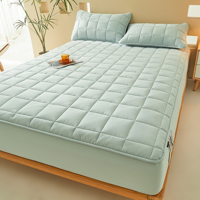 91家纺网 家纺一手货源 找家纺 3C 2024新款柔软亲肤全棉双面床笠 梦蓝