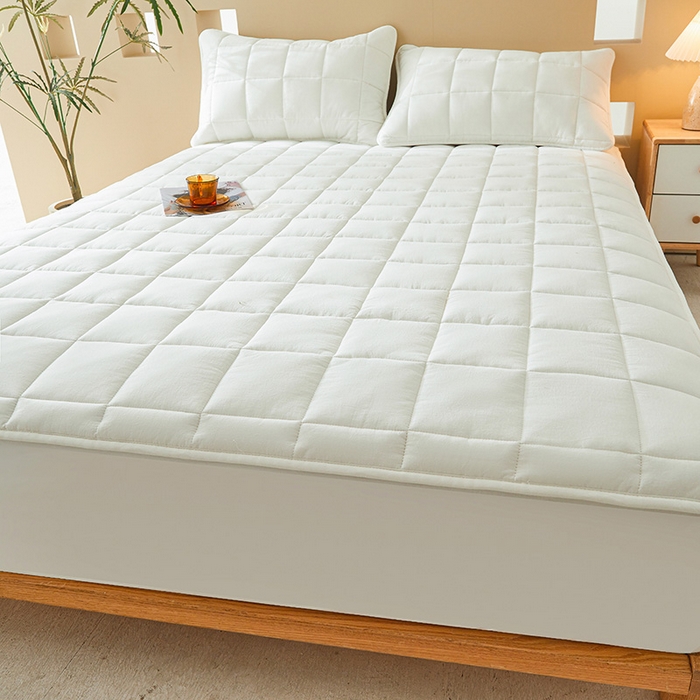 91家纺网 家纺一手货源 找家纺 3C 2024新款柔软亲肤全棉双面床笠 雅白