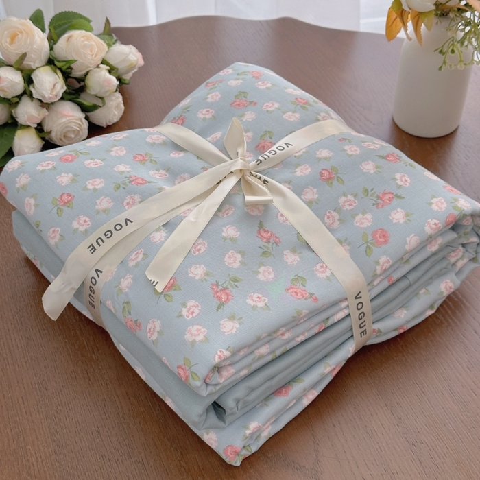 91家纺网 家纺一手货源 找家纺 （总）黛馨 2025新款全棉A类小清新双层纱四件套-系列五