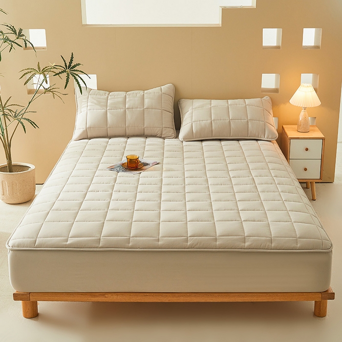 91家纺网 家纺一手货源 找家纺 3C 2024新款柔软亲肤全棉双面床笠 卡其