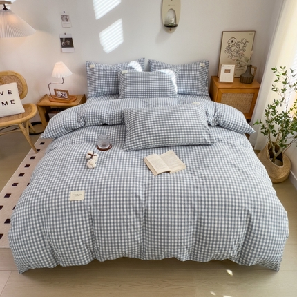 91家纺网 家纺一手货源 找家纺 （总）2024新款无印风水洗棉亲肤简约学生三件套