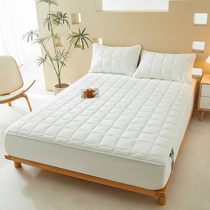 91家纺网 家纺一手货源 找家纺 3C 2024新款柔软亲肤全棉双面床笠 雅白