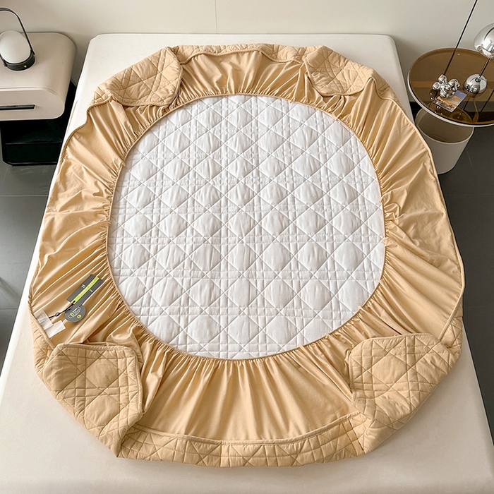 91家纺网 家纺一手货源 找家纺 3C 2024新款A类全棉水洗棉棉花床笠 米驼色-