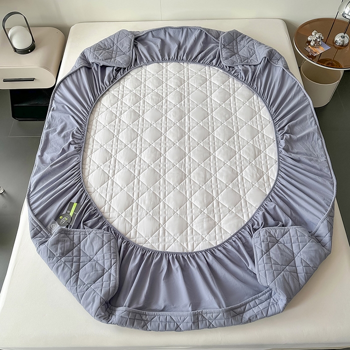 91家纺网 家纺一手货源 找家纺 3C 2024新款A类全棉水洗棉棉花床笠 牛仔蓝-