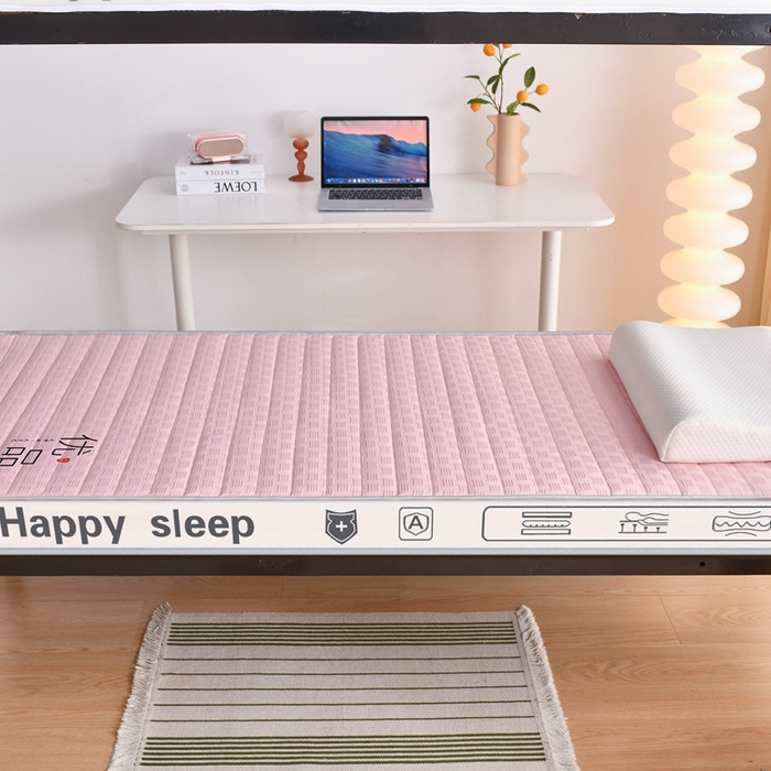 91家纺网 家纺一手货源 找家纺 顺发床垫 2025新款A类华夫格天然乳胶记忆海绵床垫学生款图 华夫格-粉色