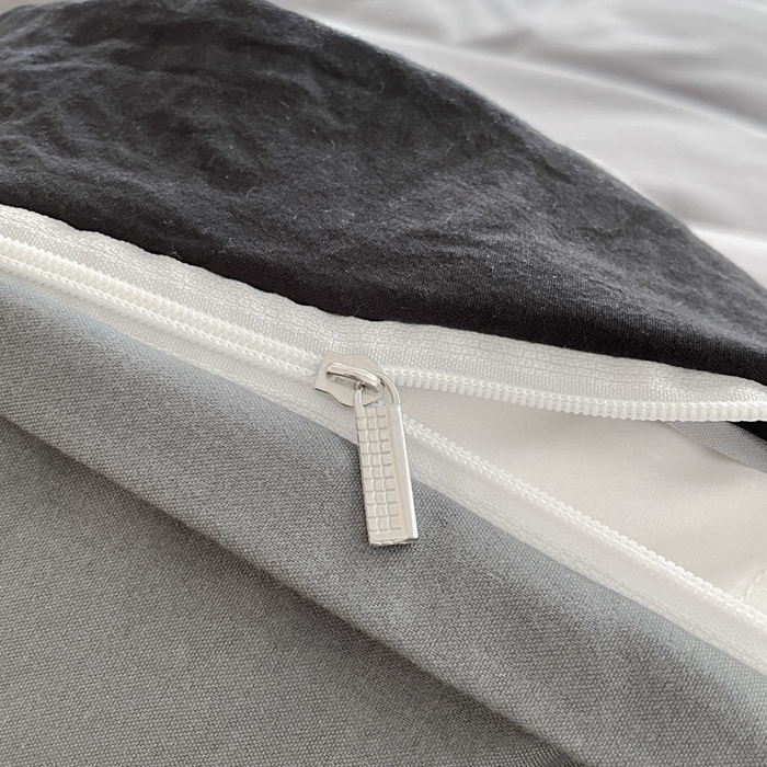 91家纺网 家纺一手货源 找家纺 慕澄家纺 2024新款美拉德风双拼四件套 美拉德-浅灰+深灰