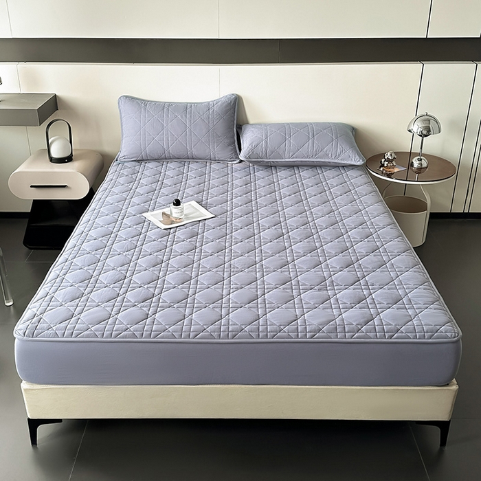 91家纺网 家纺一手货源 找家纺 3C 2024新款A类全棉水洗棉棉花床笠 牛仔蓝-