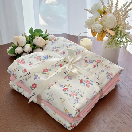 91家纺网 家纺一手货源 找家纺 （总）2025新款全棉A类小清新双层纱套件---系列三