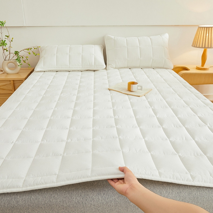 91家纺网 家纺一手货源 找家纺 3C 2024新款亲肤全棉加厚双面床护垫 雅白