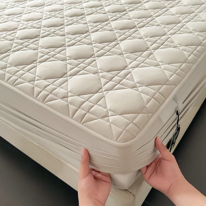 91家纺网 家纺一手货源 找家纺 3C 2024新款A类全棉水洗棉棉花床笠 月灰色-