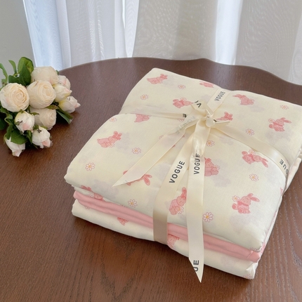 91家纺网 家纺一手货源 找家纺 （总）黛馨 2025新款A类小清新双层纱四件套（实拍）