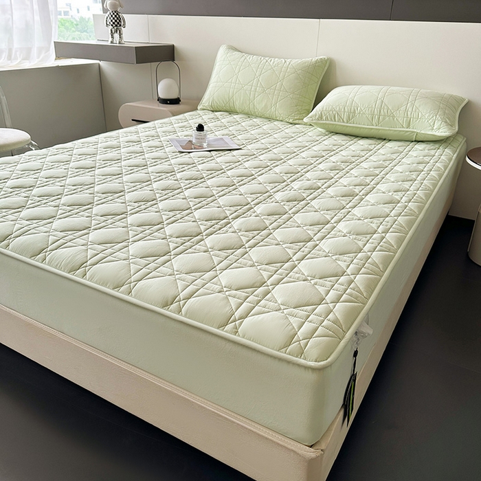 91家纺网 家纺一手货源 找家纺 3C 2024新款A类全棉水洗棉棉花床笠 薄荷绿-