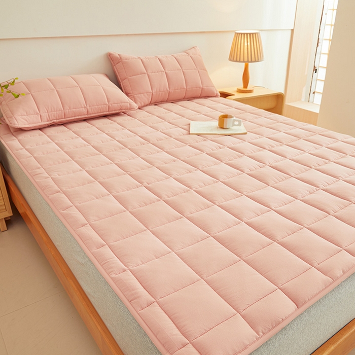 91家纺网 家纺一手货源 找家纺 3C 2024新款亲肤全棉加厚双面床护垫 仙粉