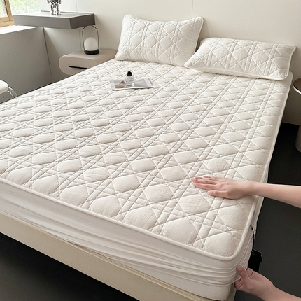 91家纺网 家纺一手货源 找家纺 3C 2024新款A类全棉水洗棉棉花床笠 素雅白-