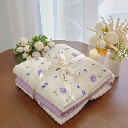 91家纺网 家纺一手货源 找家纺 （总）2025新款全棉A类小清新双层纱套件---系列三