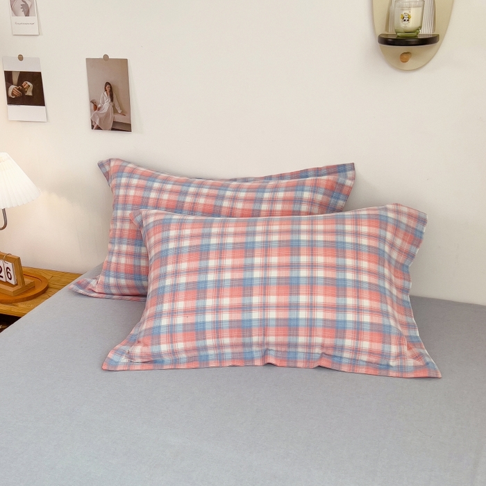 91家纺网 家纺一手货源 找家纺 2024新款无印风水洗棉亲肤简约学生三件套 炫彩格