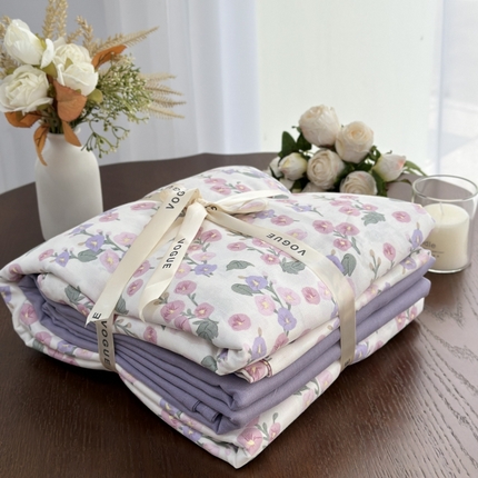 91家纺网 家纺一手货源 找家纺 （总）黛馨 2025新款A类小清新双层纱四件套---系列二