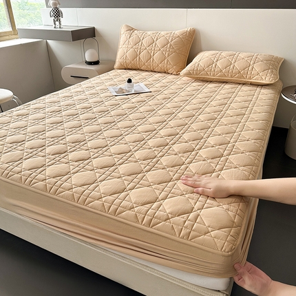 3C 2024新款A类全棉水洗棉棉花床笠 米驼色-